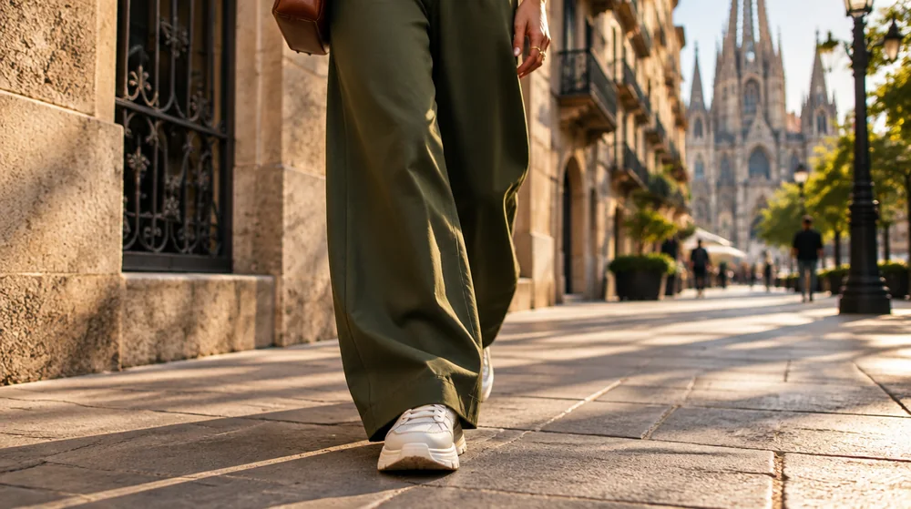 Cómo combinar un pantalón ancho con zapatillas: guía práctica