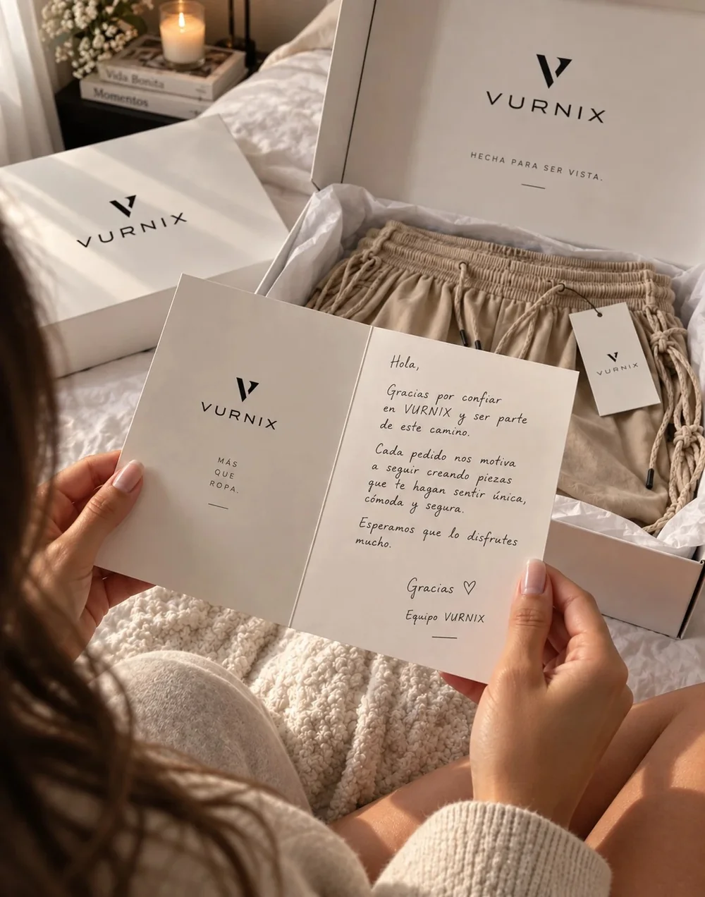 VURNIX thank-you card inside the order